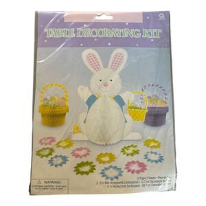 Vintage Amscan 5”-11” Easter Bunny Basket Flowers Honeycomb Table Decoration New